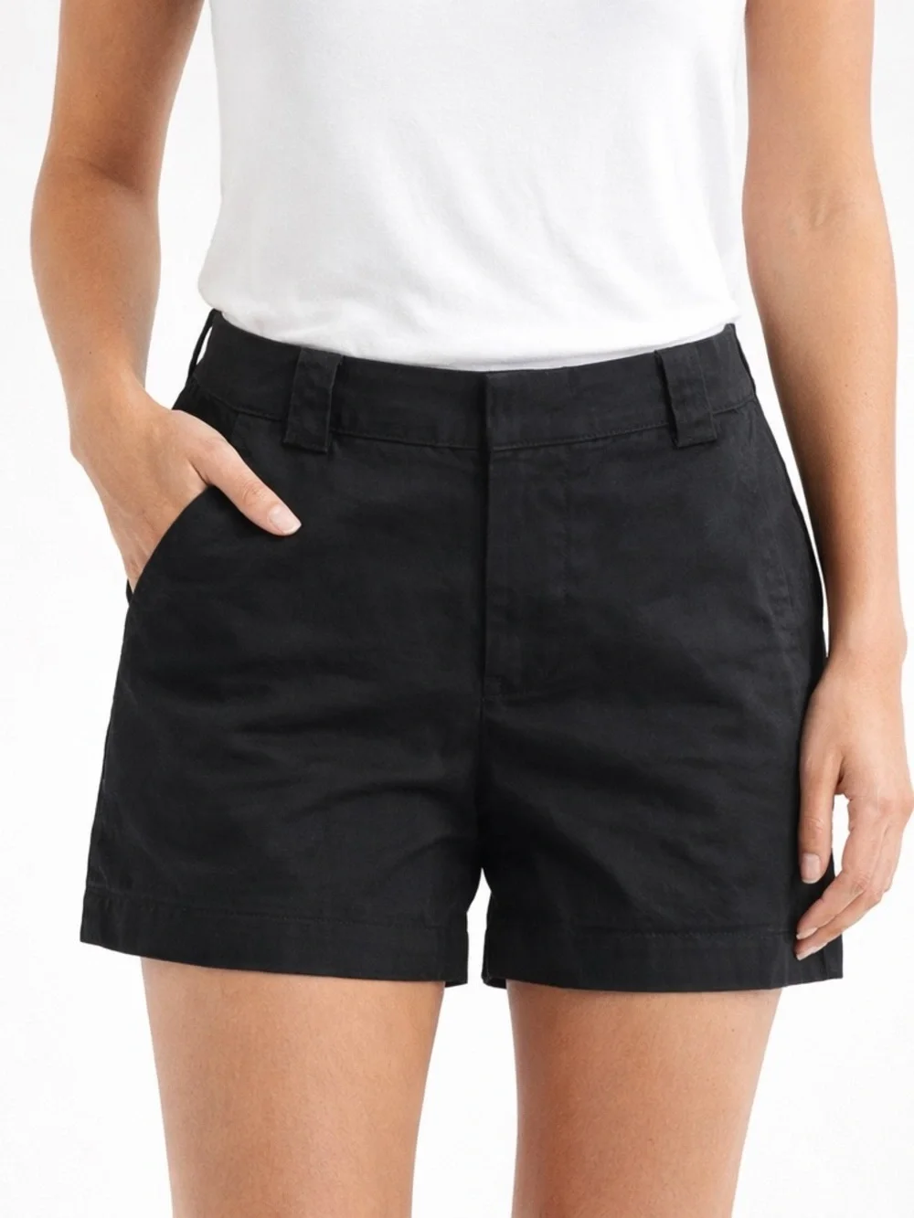 Tory Burch Black Tailored Cotton Shorts Flat Front Size 8